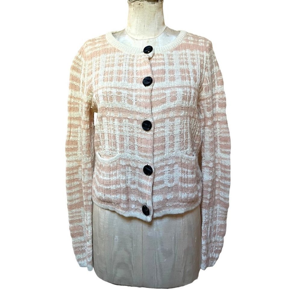 Knitted&Knotted Pink Cardigan Sweater Cream Medium
